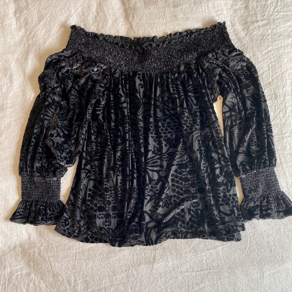 Altar’d State off shoulder velvet top